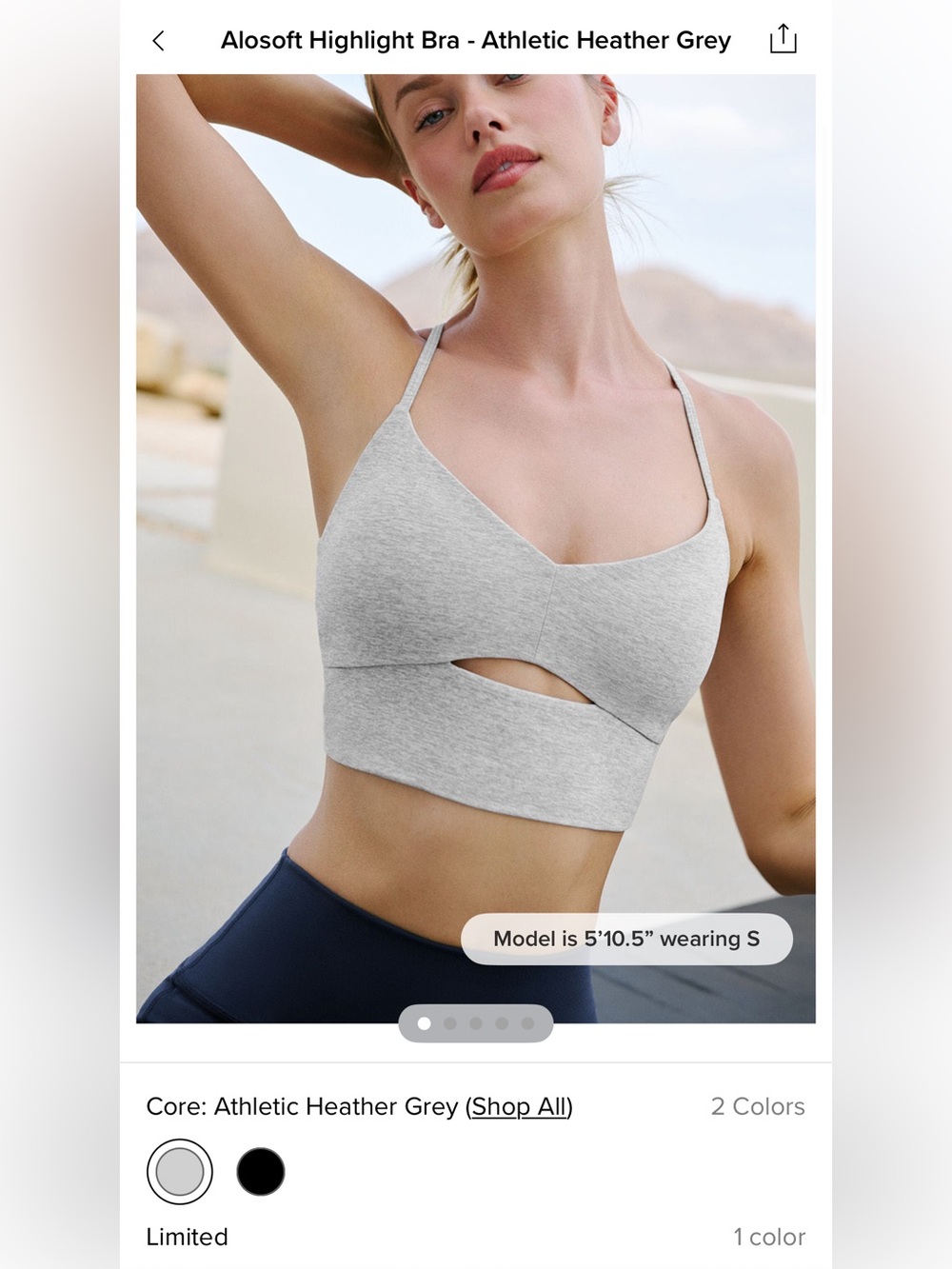 Alo Highlight Bra Alosoft Heather Grey S